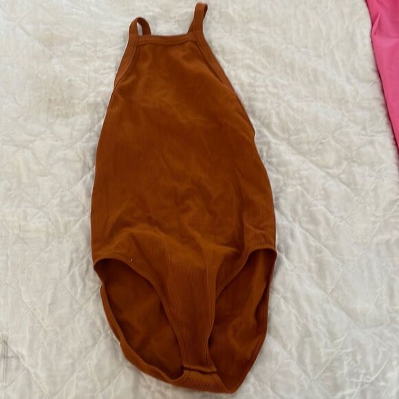 Brown bodysuit with Kris Kross straps to snap full bottom size Large - Picture 1 of 5